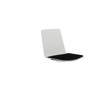 White seatshell with a black padded seat.
