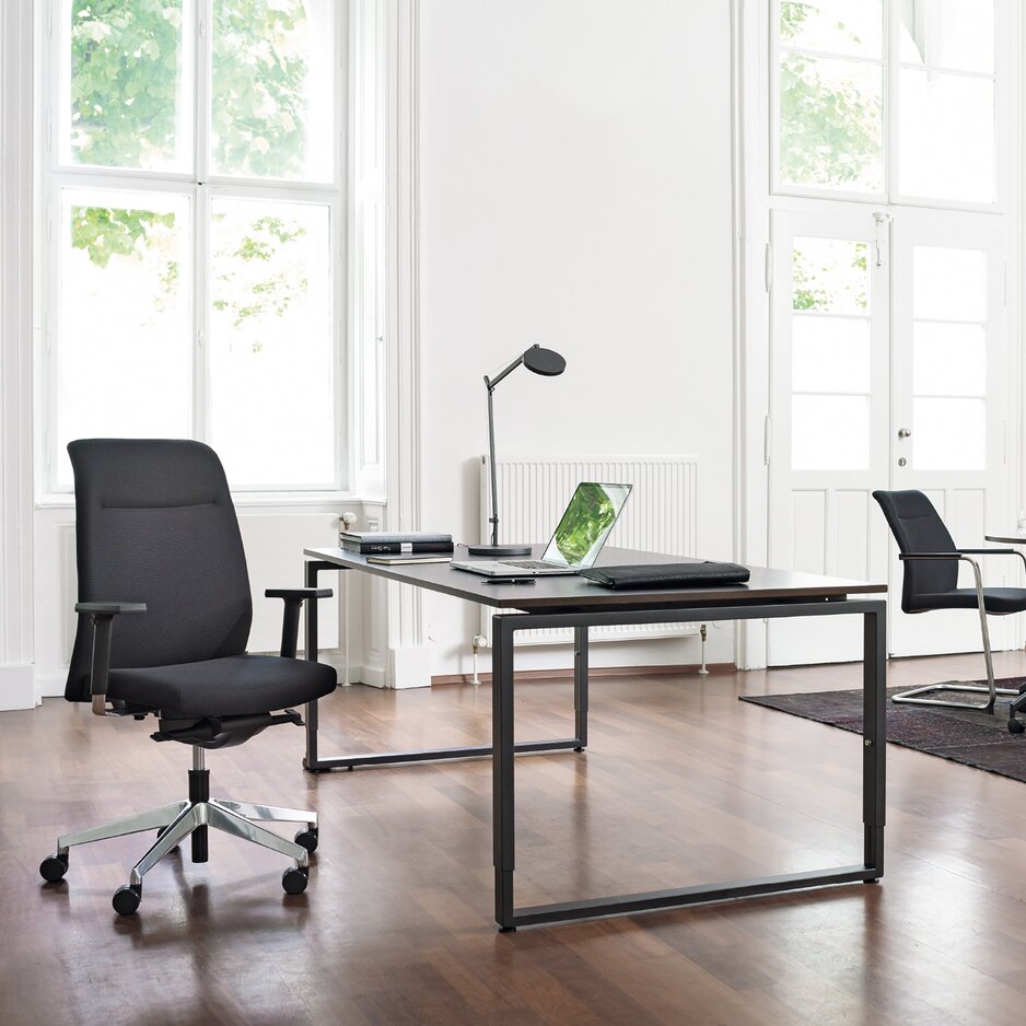 Ein paro-2 Bürostuhl und zwei paro-2 Freischwinger in einem Büro