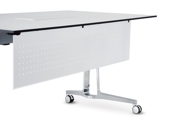 White modesty panel of a flipflop table.