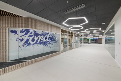 Ford | © Ford Motor Company Limited Lobby with a big ford logo. | © Ford Motor Company Limited