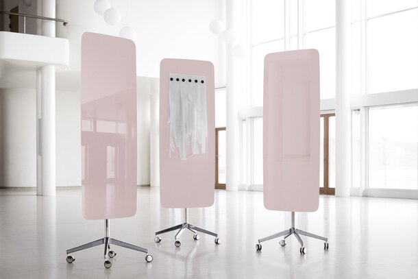 Three pink wall glass boards.