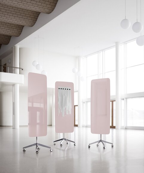 Three pink wall glass boards.