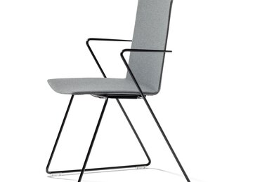 Cut out of a gray skid-base chair
