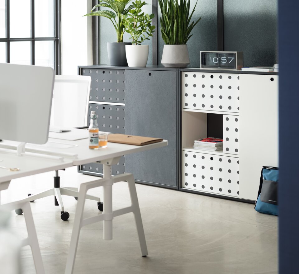 Cabinet system in an office.
