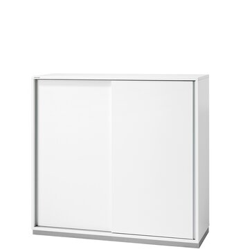 une armoire pour bureau blanche avec portes coulissantes